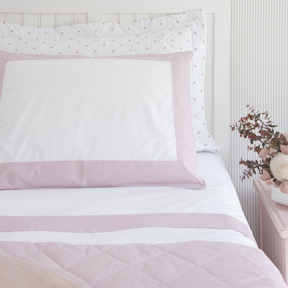 Fronha avulsa 200 fios percal Stripes com barrado - Imagem 1