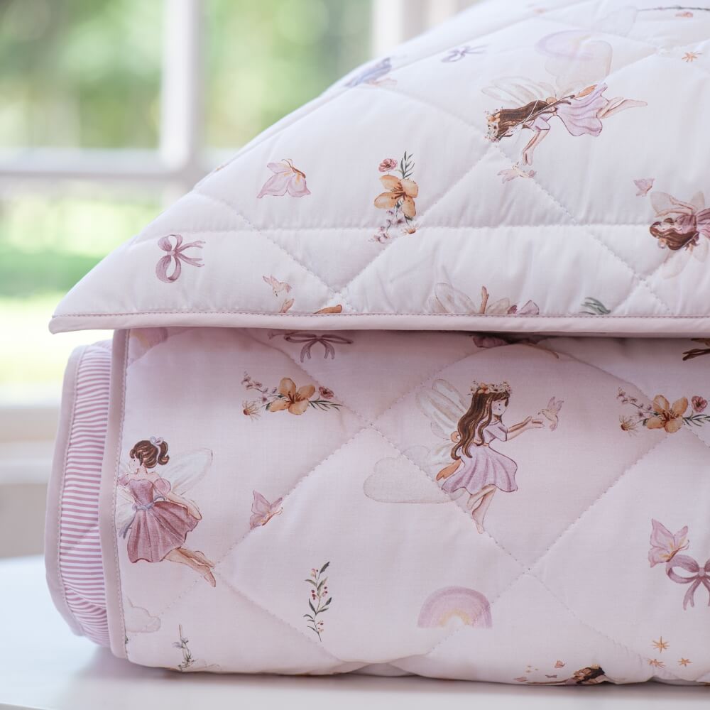 Colcha matelassê infantil percal 200 fios Fadas estampada - Imagem 1