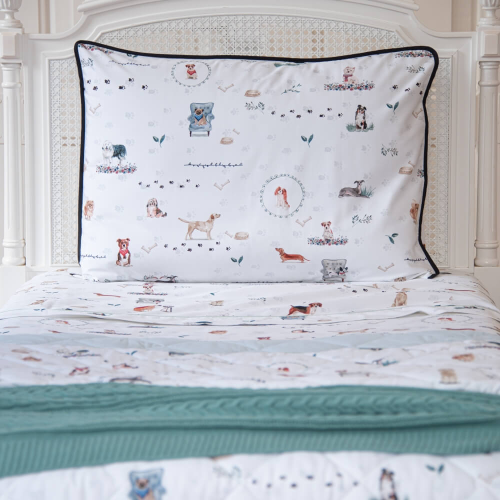 Fronha avulsa infantil percal 200 fios Dogs estampada - Imagem 1