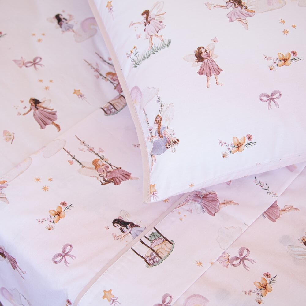 Jogo de lençol infantil percal 200 fios Fadas estampado - Imagem 2