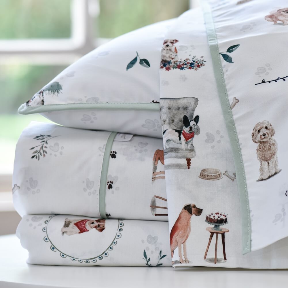Jogo de lençol infantil percal 200 fios Dogs estampado - Imagem 1