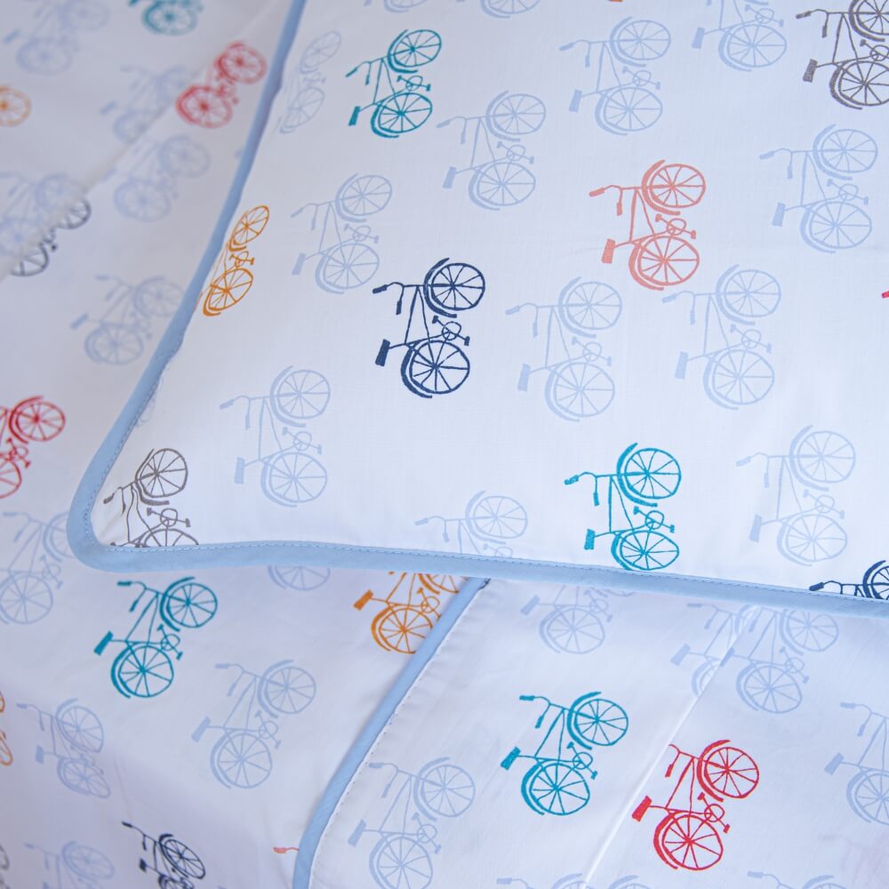 Jogo de lençol infantil percal 200 fios Bike estampado - Imagem 2