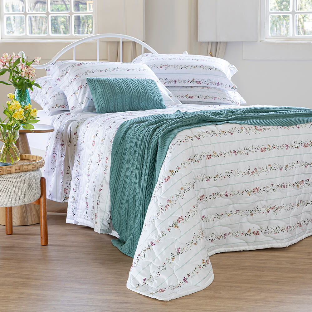 Colcha matelassê cetim 300 fios Marselha estampada - Imagem 2